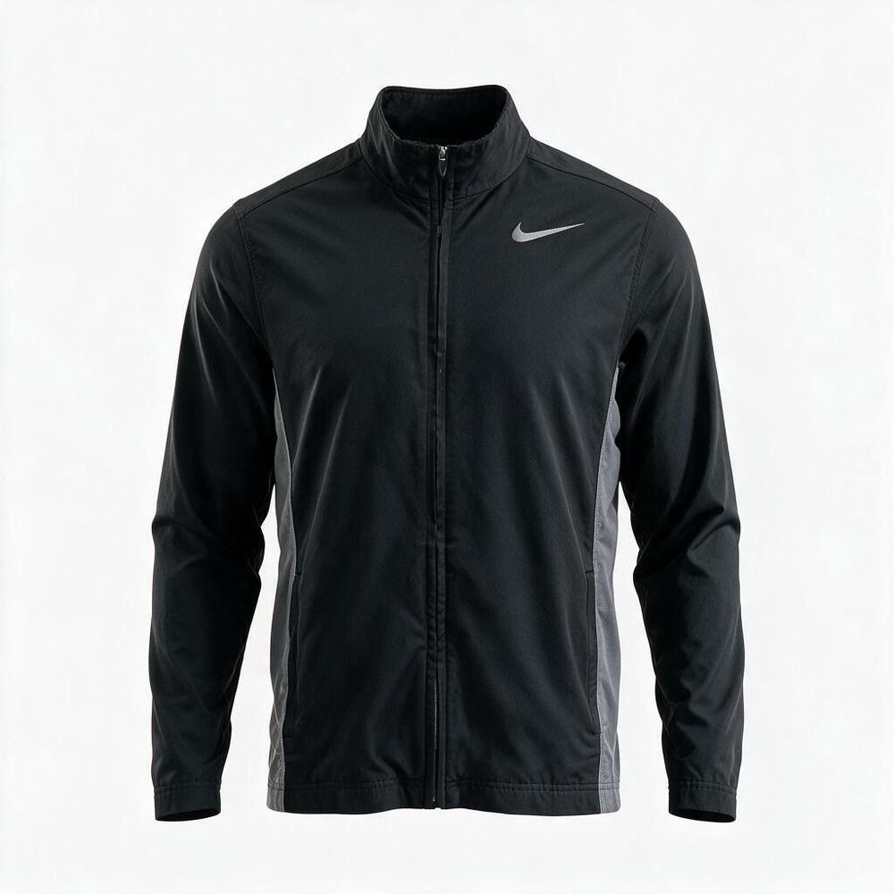 Nike Mens Dri-FIT Full Zip Track Jacket Athletic Black Gray Colorblock Size S